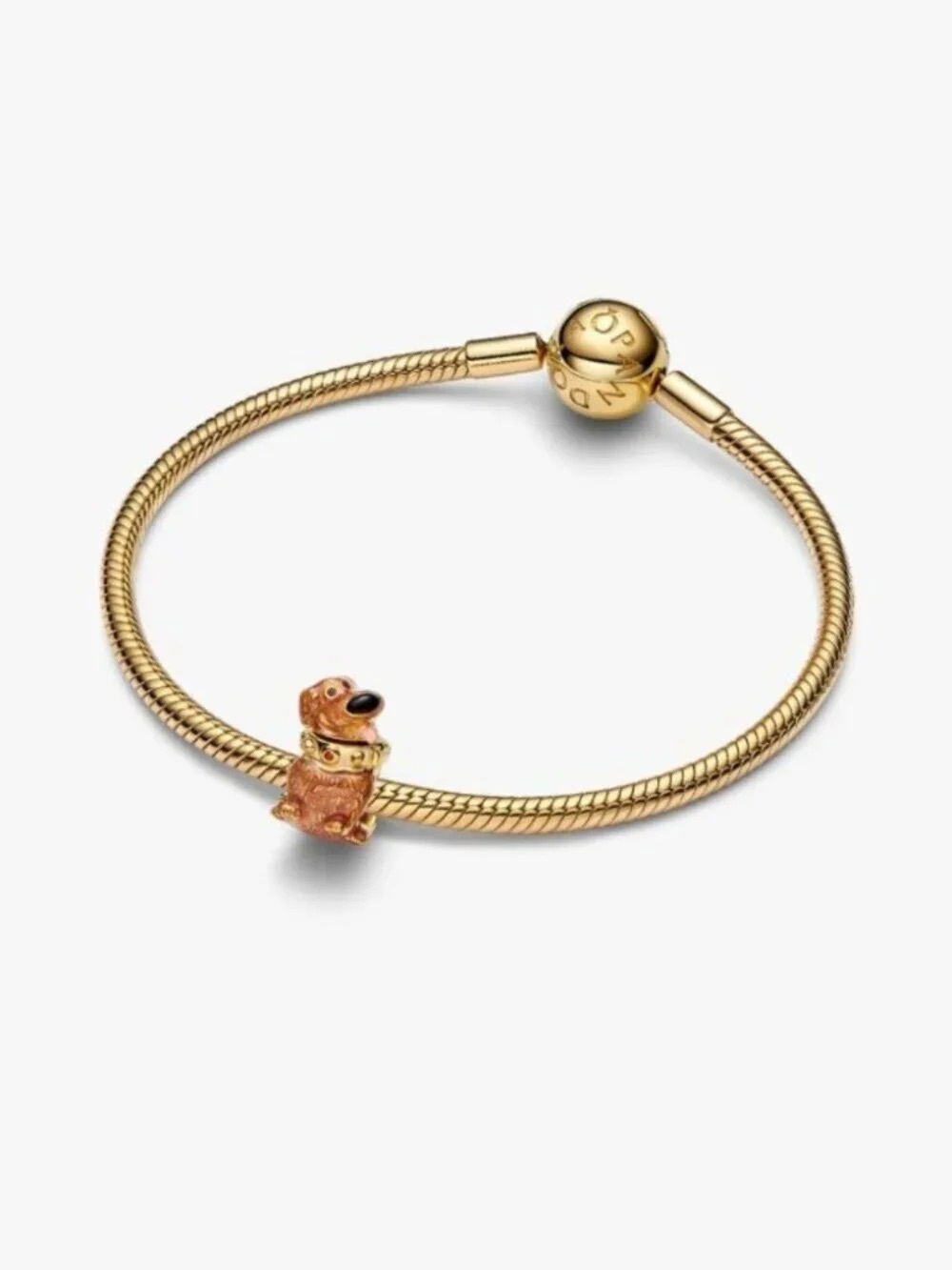 Pandora Gold Bracelet with Orange Dog Charm